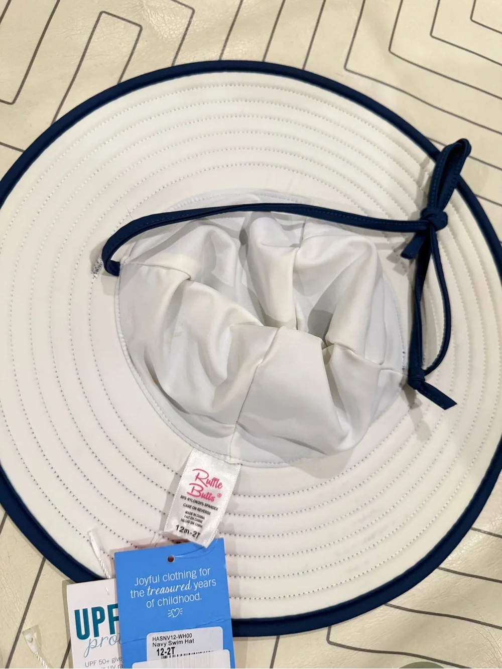 NWT Ruffle Butts Navy Swim Hat